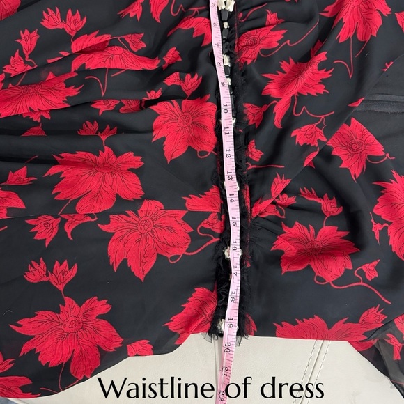 CHANGES By TOGETHER Women’s Sz 16 Midi Dress Romantic Red Black Floral Whimsical - Picture 13 of 14